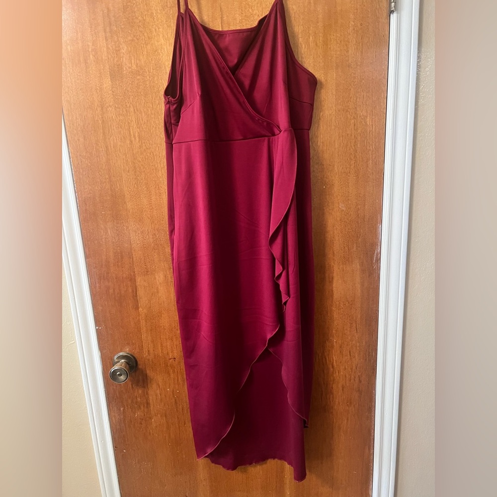 Red dress with leg slit